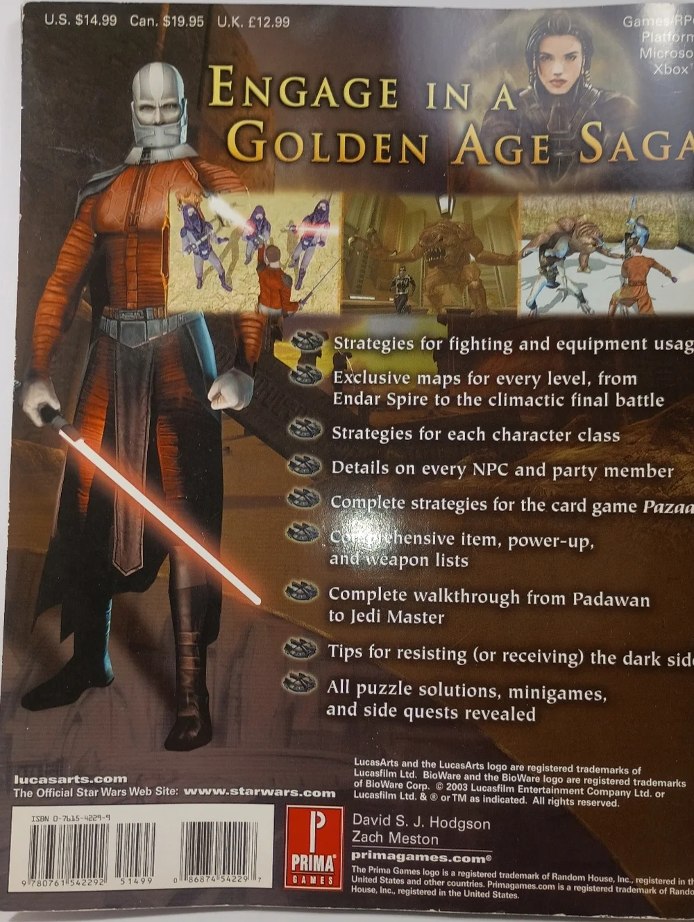 Star Wars: Knights Of The Old Republic I & II Gaming Strategy Guide For Xbox